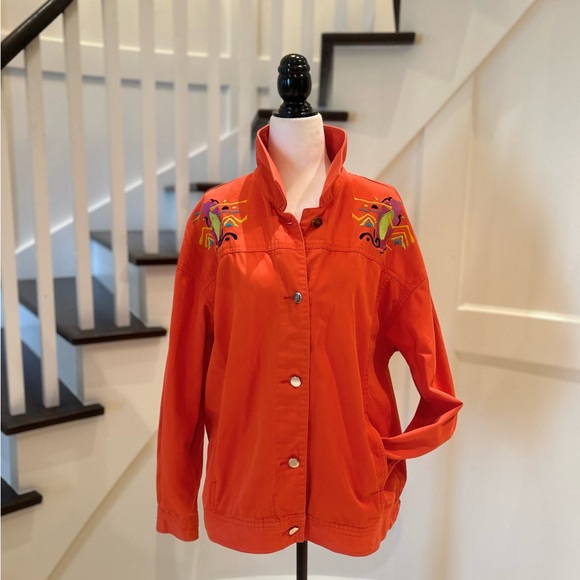 90's Unique Orange Graphic Jacket by IB Diffusion Size 14 - Picture 6 of 14